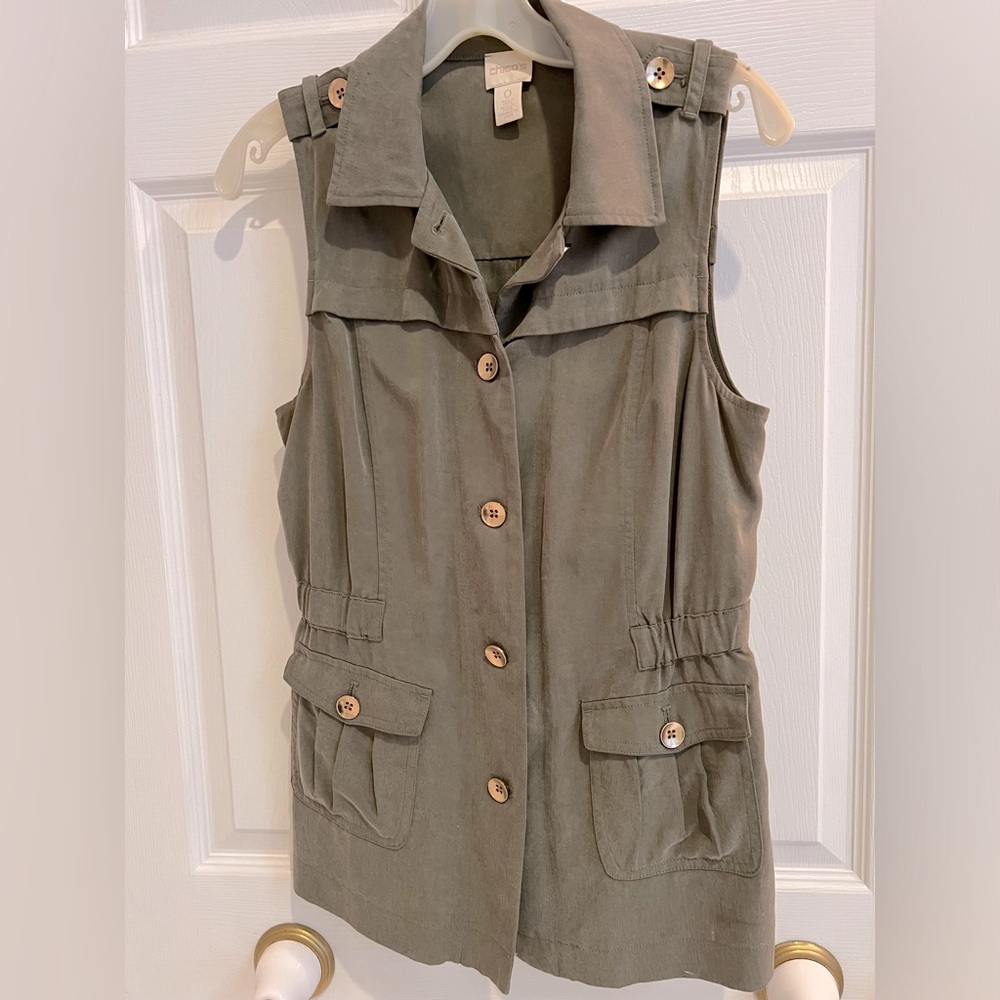 Chico’s Khaki Green Vest- Size 0